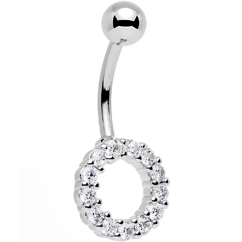 Beautiful Belly Rings with Dazzling Shine -Clear Gem Stainless Steel Hollow Circle Belly Ring Beautiful Belly Rings with Dazzling Shine -Clear Gem Stainless Steel Hollow Circle Belly Ring