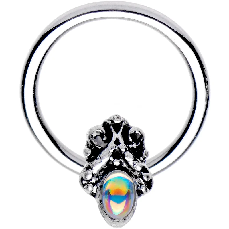 Women's Earrings – Elegant Designs for Every Personality--16 Gauge 3/8 Aurora Gem Gothic Frame BCR Captive Ring