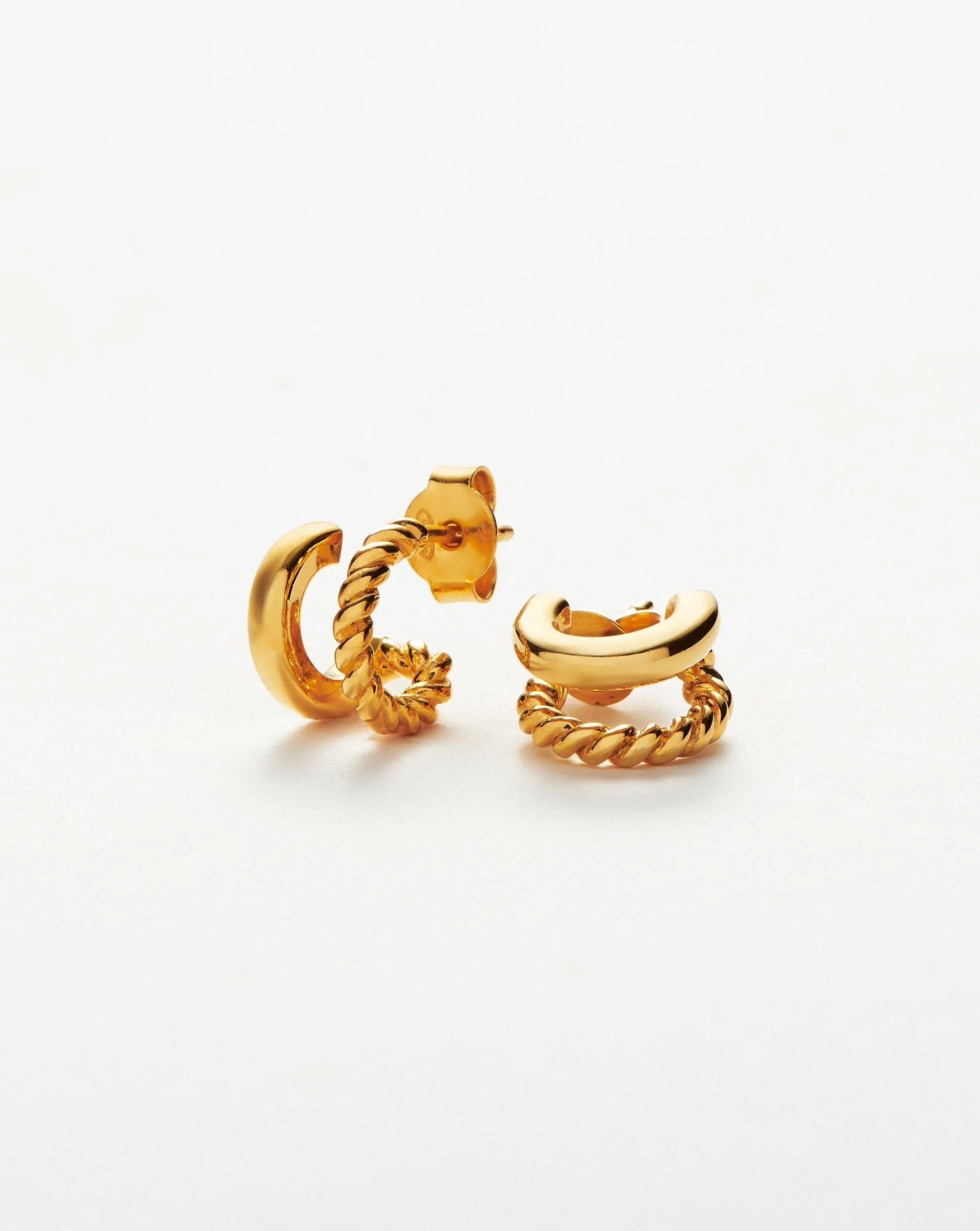 Women's Earrings – Elegant Designs for Every Personality--Radial Double Huggies | 18k Gold Vermeil