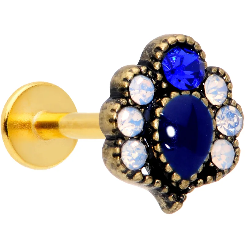 Comfortable and Stylish Lip Rings for Every Look16 Gauge 5/16 Clear Blue Gem Gold Tone Heirloom Teardrop Labret Monroe