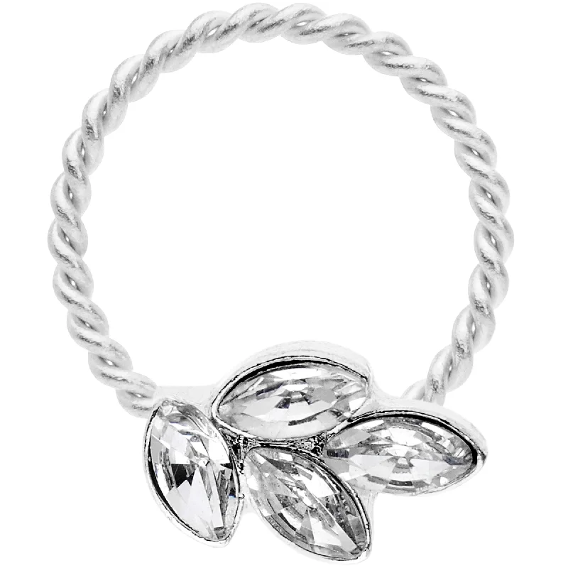 Women's Earrings – Elegant Designs for Every Personality--16 Gauge 3/8 Clear Gem Leaves Twisted BCR Captive Ring Women's Earrings – Elegant Designs for Every Personality--16 Gauge 3/8 Clear Gem Leaves Twisted BCR Captive Ring