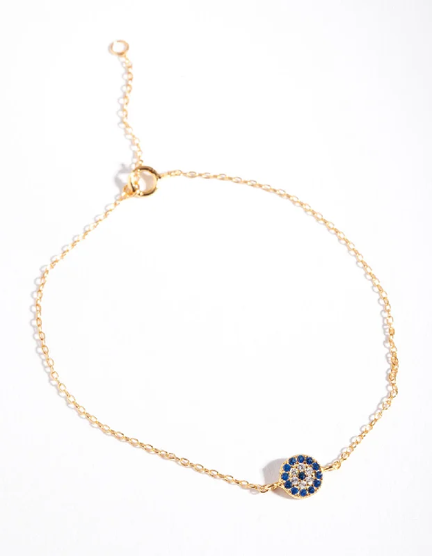Gem-Studded Wedding Bangles for Women-Gold Plated Sterling Silver Evil Eye Disc Bracelet Gem-Studded Wedding Bangles for Women-Gold Plated Sterling Silver Evil Eye Disc Bracelet