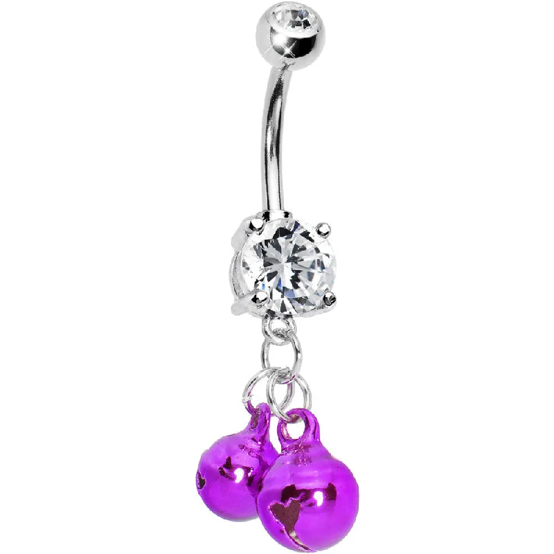 Comfortable Belly Rings for Long-Wear Fashion -Festive Purple Jingle Bells Belly Ring Comfortable Belly Rings for Long-Wear Fashion -Festive Purple Jingle Bells Belly Ring