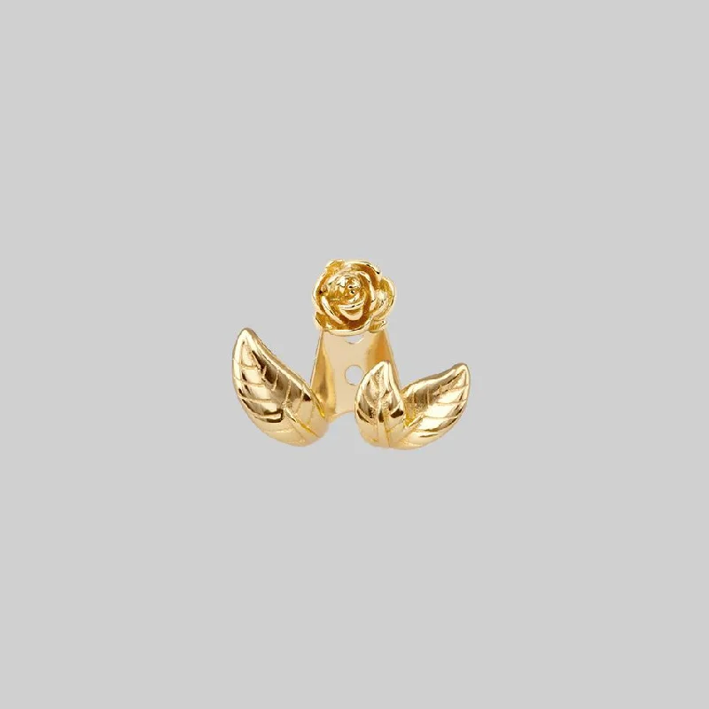 Women's Earrings – Elegant Designs for Every Personality--VERDURS. Rose & Foliage Earrings - Gold