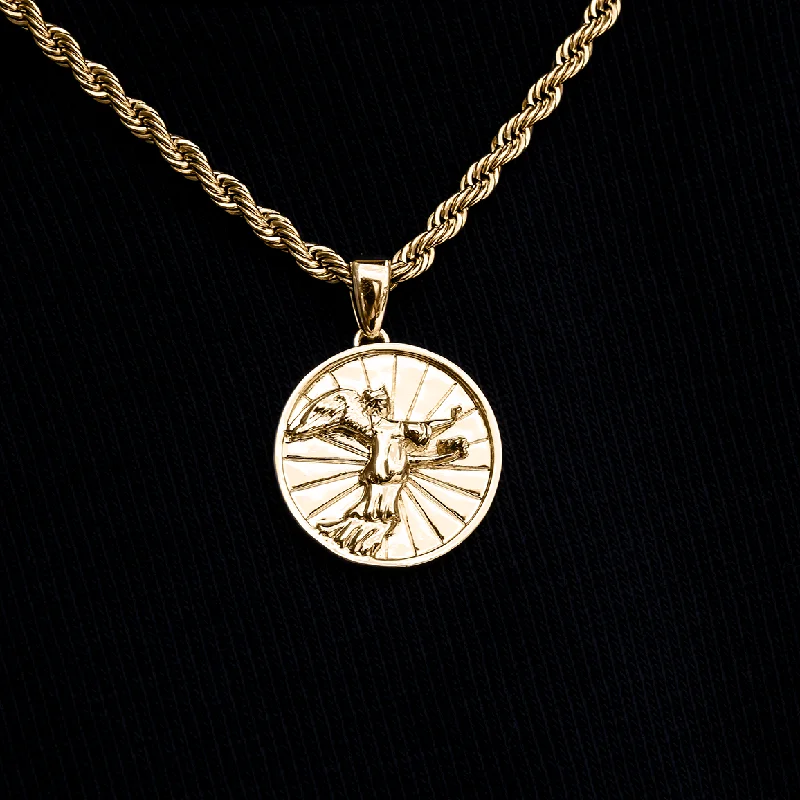 Beaded Chain Bracelets for Men-Nike Crowning Coin Pendant
