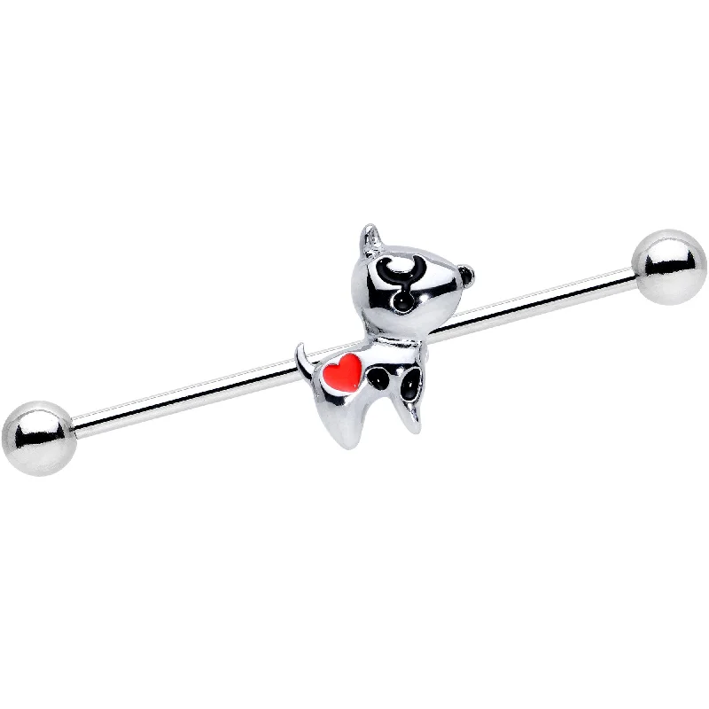 Women's Earrings – Elegant Designs for Every Personality--Red Heart Dog Lover Industrial Barbell 38mm