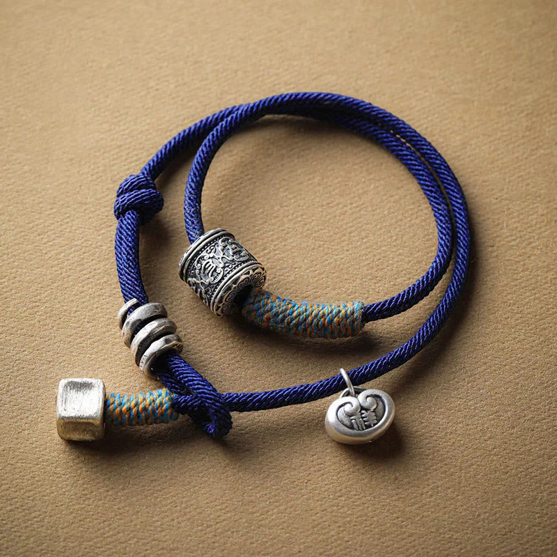 Elegant Metal Bracelets for Men with Simple Designs-Buddha Stones Handmade Tibetan Om Mani Padme Hum Carved Auspicious Amulet Double Wrap Rope Bracelet Elegant Metal Bracelets for Men with Simple Designs-Buddha Stones Handmade Tibetan Om Mani Padme Hum Carved Auspicious Amulet Double Wrap Rope Bracelet