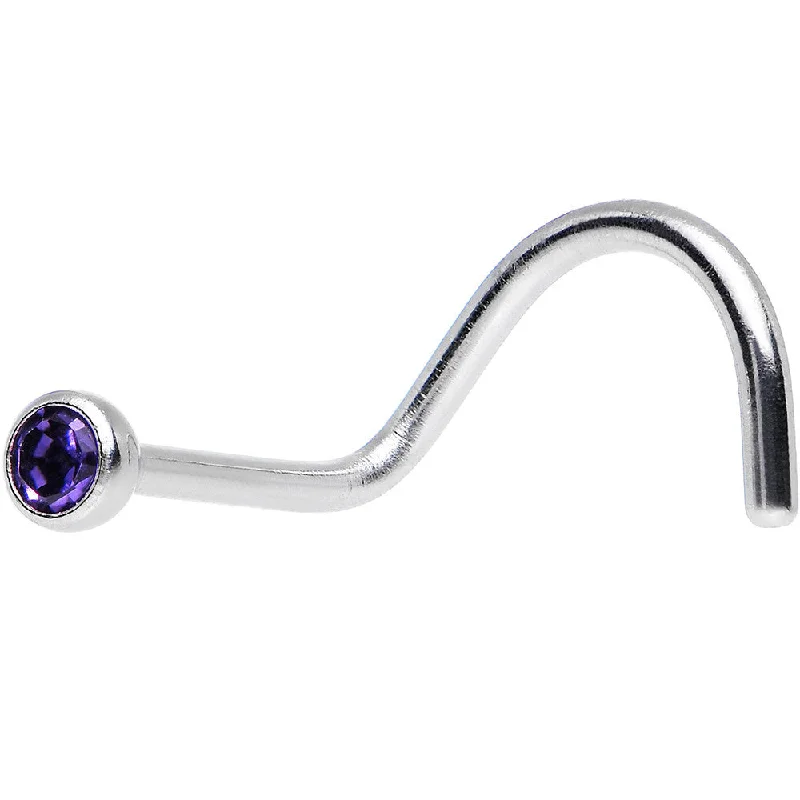 Silver Nose Rings for Every Look -Purple Velvet Crystal Screw Nose Ring Created with Crystals Silver Nose Rings for Every Look -Purple Velvet Crystal Screw Nose Ring Created with Crystals
