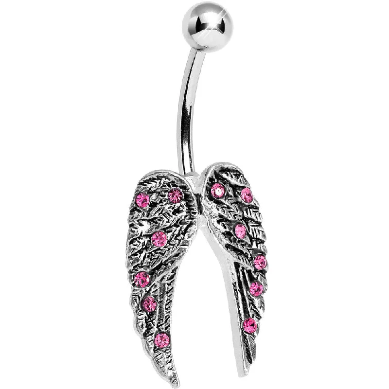 Comfortable Belly Rings for Sensitive Piercings -Pink Gem Magnificent Angel Wings Belly Ring Comfortable Belly Rings for Sensitive Piercings -Pink Gem Magnificent Angel Wings Belly Ring