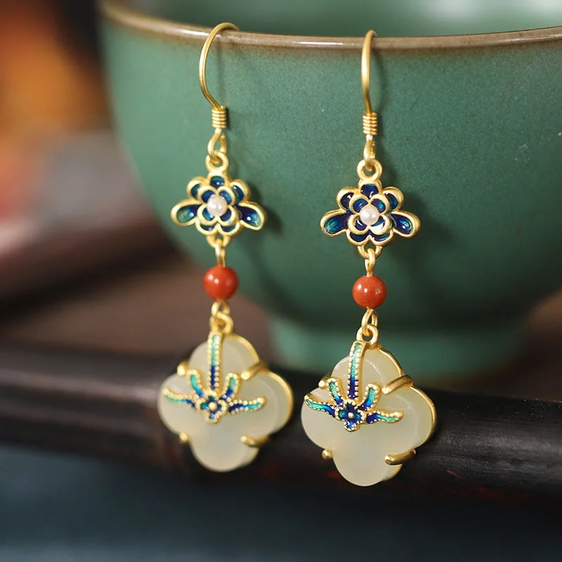 Women's Earrings – Elegant Designs for Every Personality--Buddha Stones Lucky Four Leaf Clover Jade Abundance Copper Earrings Women's Earrings – Elegant Designs for Every Personality--Buddha Stones Lucky Four Leaf Clover Jade Abundance Copper Earrings