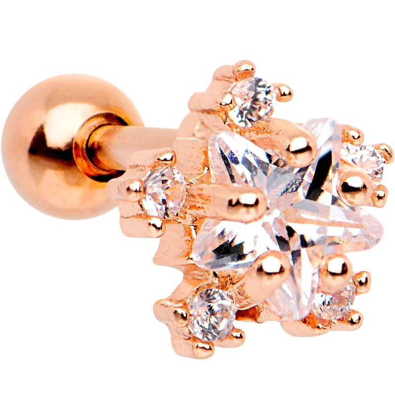 Women's Earrings – Elegant Designs for Every Personality--Clear CZ Gem Rose Gold Tone Anodized Stardust Tragus Cartilage Earring