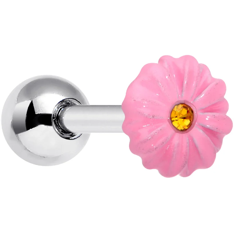 Women's Earrings – Elegant Designs for Every Personality--16 Gauge 1/4 Yellow Gem Pink Sunflower Cartilage Tragus Earring