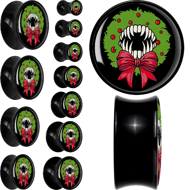 Women's Earrings – Elegant Designs for Every Personality--Holiday Vampire Wreath Black Acrylic Saddle Plug Set Women's Earrings – Elegant Designs for Every Personality--Holiday Vampire Wreath Black Acrylic Saddle Plug Set