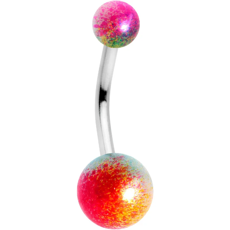 Belly Rings with Unique Designs for Custom Style -Orange Pink Pearlescent Acrylic Ball Belly Ring Belly Rings with Unique Designs for Custom Style -Orange Pink Pearlescent Acrylic Ball Belly Ring
