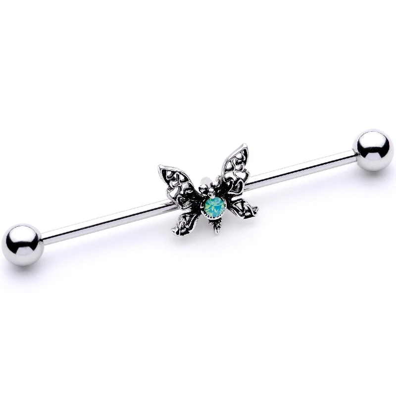 Women's Earrings – Elegant Designs for Every Personality--14 Gauge Blue Faux Opal Butterfly Industrial Barbell 38mm Women's Earrings – Elegant Designs for Every Personality--14 Gauge Blue Faux Opal Butterfly Industrial Barbell 38mm