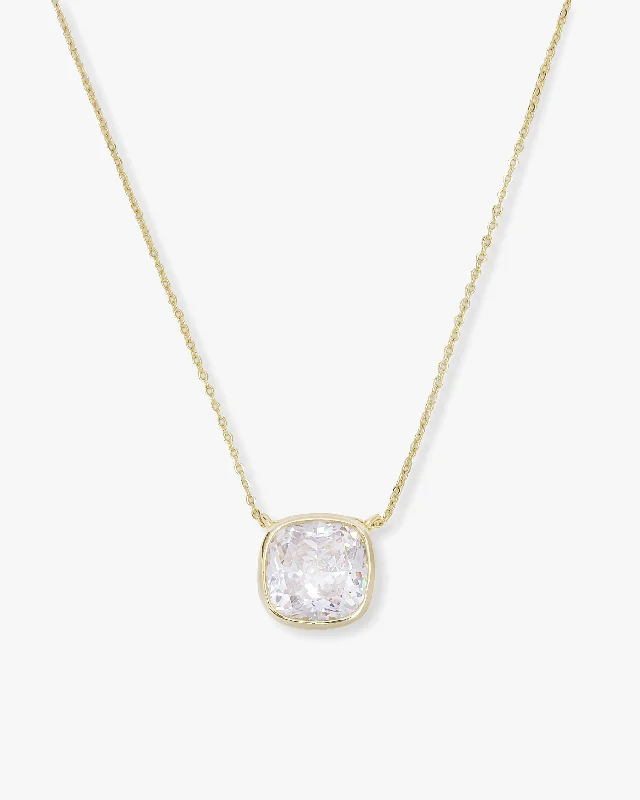 Shop Classic Women's Necklaces & Pendants with a Modern Twist-Duchess Pendant Necklace - Gold|White Diamondettes Shop Classic Women's Necklaces & Pendants with a Modern Twist-Duchess Pendant Necklace - Gold|White Diamondettes