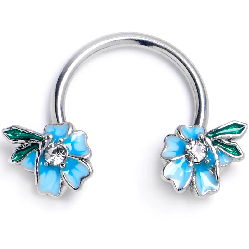 Women's Earrings – Elegant Designs for Every Personality--16 Gauge 3/8 Clear Gem Faerie Flower Blue Horseshoe Circular Barbell Women's Earrings – Elegant Designs for Every Personality--16 Gauge 3/8 Clear Gem Faerie Flower Blue Horseshoe Circular Barbell