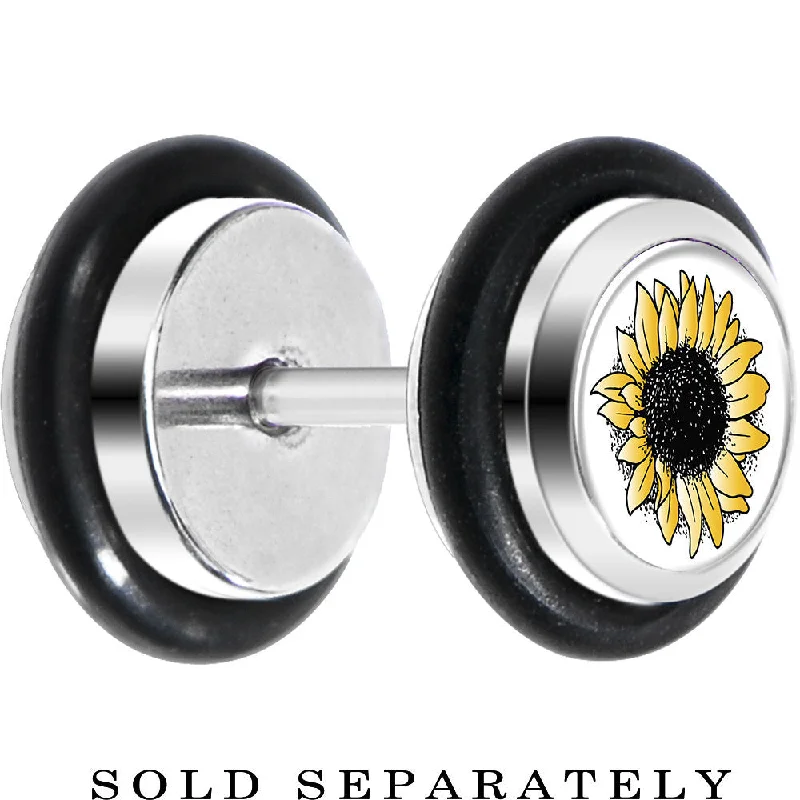 Women's Earrings – Elegant Designs for Every Personality--Stainless Steel Yellow SunFlower Cheater Plug Women's Earrings – Elegant Designs for Every Personality--Stainless Steel Yellow SunFlower Cheater Plug