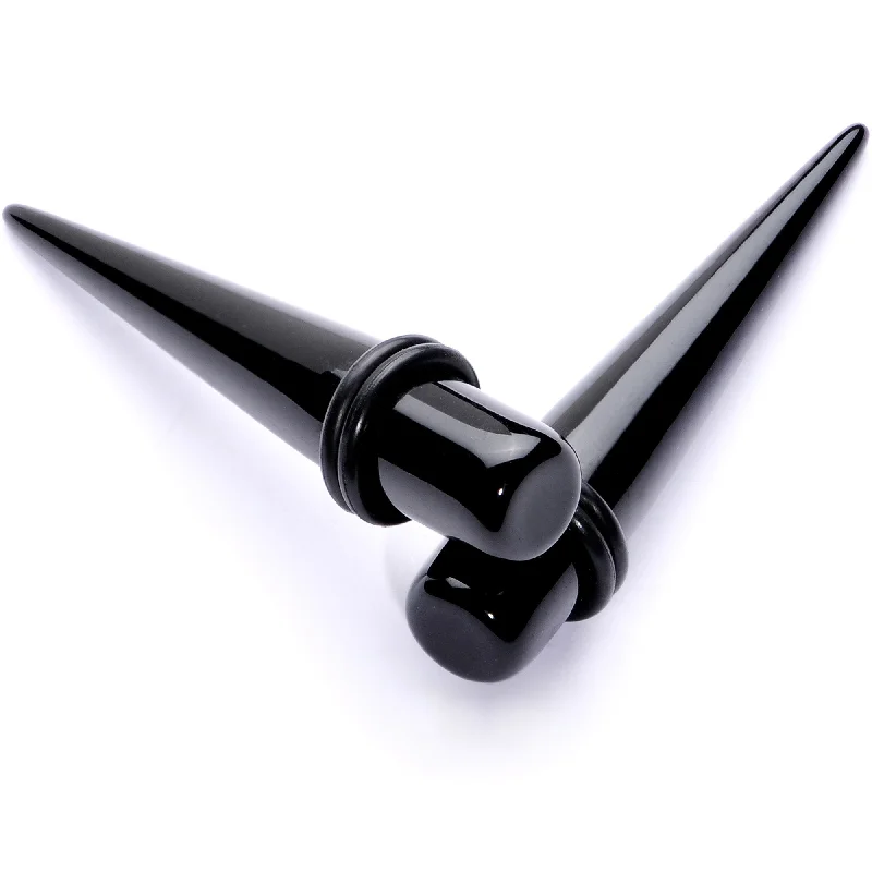 Women's Earrings – Elegant Designs for Every Personality--Lightweight Black Acrylic Straight Taper Set 10mm to 25mm Women's Earrings – Elegant Designs for Every Personality--Lightweight Black Acrylic Straight Taper Set 10mm to 25mm
