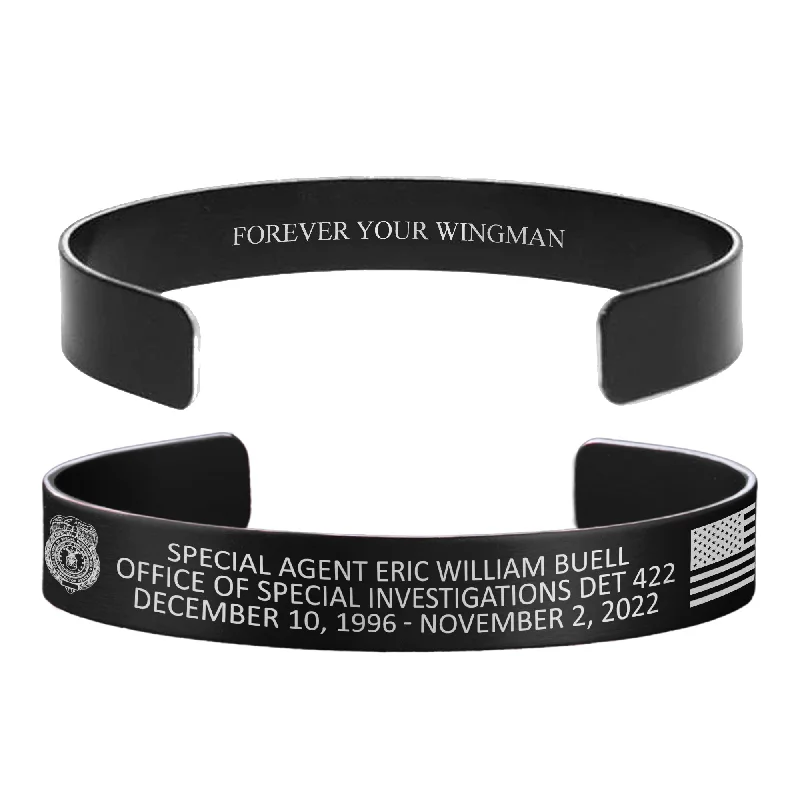 Slim Bracelets for Men with Engraving-Special Agent Eric William Buell Memorial Band – Hosted by the Mainard Family Slim Bracelets for Men with Engraving-Special Agent Eric William Buell Memorial Band – Hosted by the Mainard Family