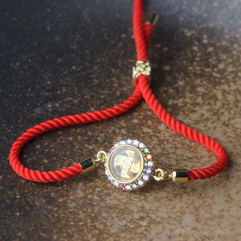 Women's Bangles with Matching Earrings-Buddha Stones Copper Brass Color Rotatable Windmill Feng Sheng Shui Qi Fu Red String Faith Braided Bracelet Women's Bangles with Matching Earrings-Buddha Stones Copper Brass Color Rotatable Windmill Feng Sheng Shui Qi Fu Red String Faith Braided Bracelet