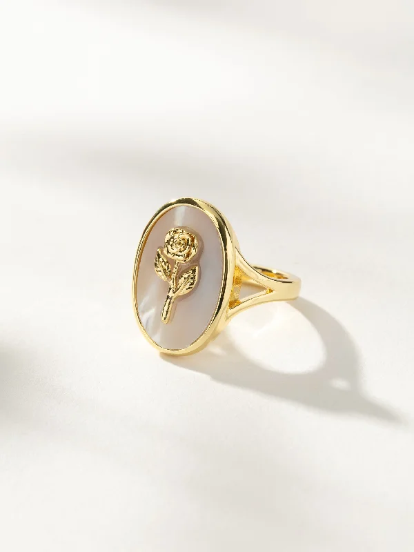 Chic Women's Rings for Fashion-Forward Looks-Pearlescent Rose Ring