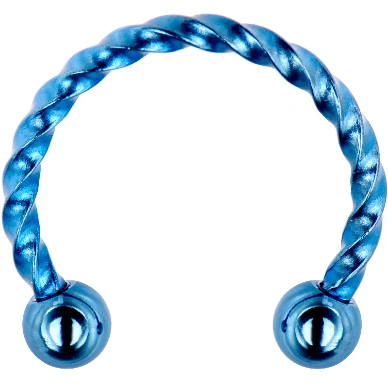 Comfortable Lip Rings for All-Day Wear16 Gauge 3/8 Light Blue Seriously Twisted Horseshoe Circular Barbell