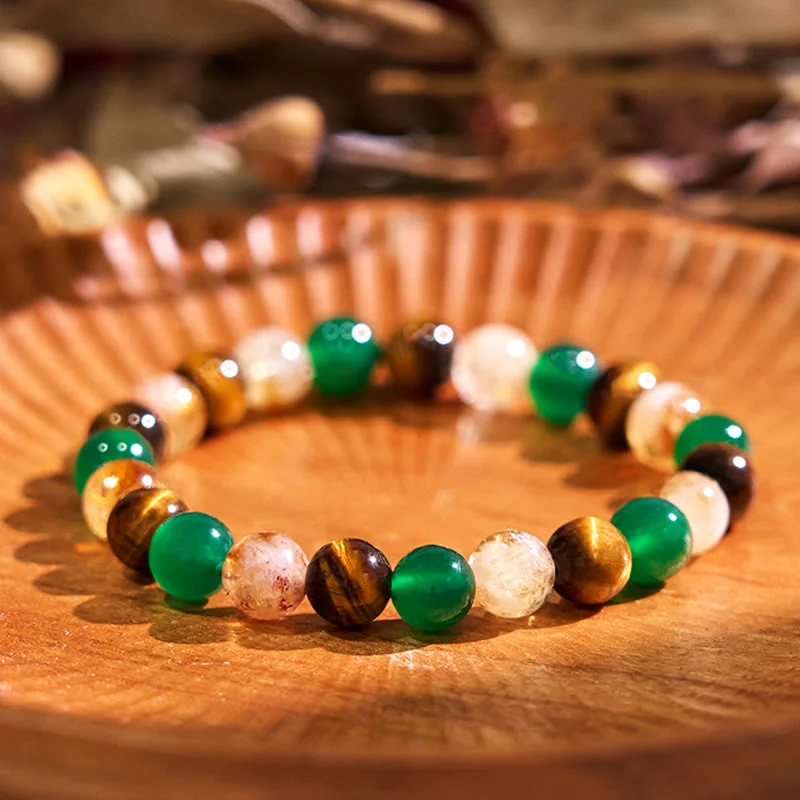 Men's Bracelet with Simple Design-Buddha Stones Natural Tiger Eye Green Agate Citrine Mix And Match Beads Protection Bracelet Men's Bracelet with Simple Design-Buddha Stones Natural Tiger Eye Green Agate Citrine Mix And Match Beads Protection Bracelet