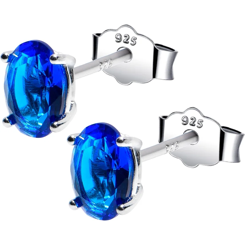 Women's Earrings – Elegant Designs for Every Personality--4mm CZ Oval 925 Sterling Silver September Birthstone Stud Earrings