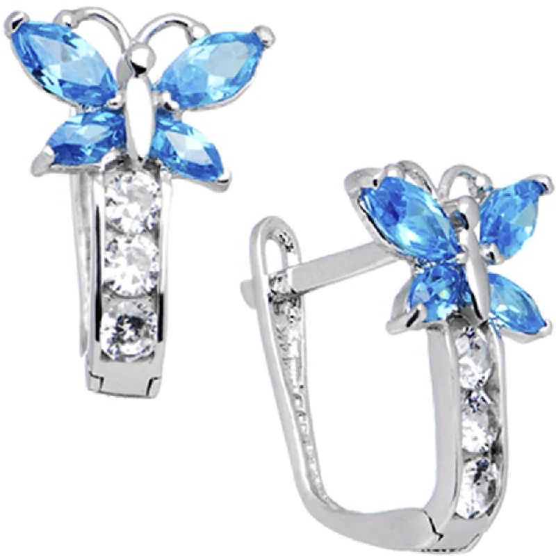 Women's Earrings – Elegant Designs for Every Personality--14kt White Gold Butterfly December Birthstone Leverback Earrings
