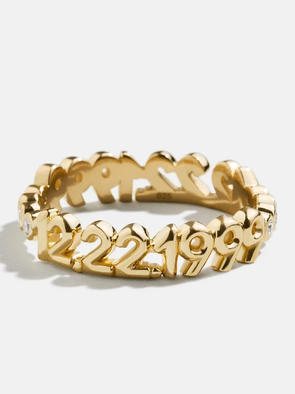 Chic Women's Rings for Fashion-Forward Looks-18K Save The Date Custom Ring - Gold/Pavé Chic Women's Rings for Fashion-Forward Looks-18K Save The Date Custom Ring - Gold/Pavé