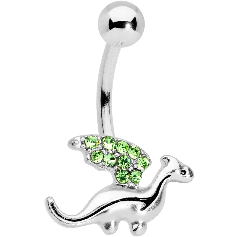 Designer Belly Rings for Unique Style -Green Gem Darling Dragon Belly Ring