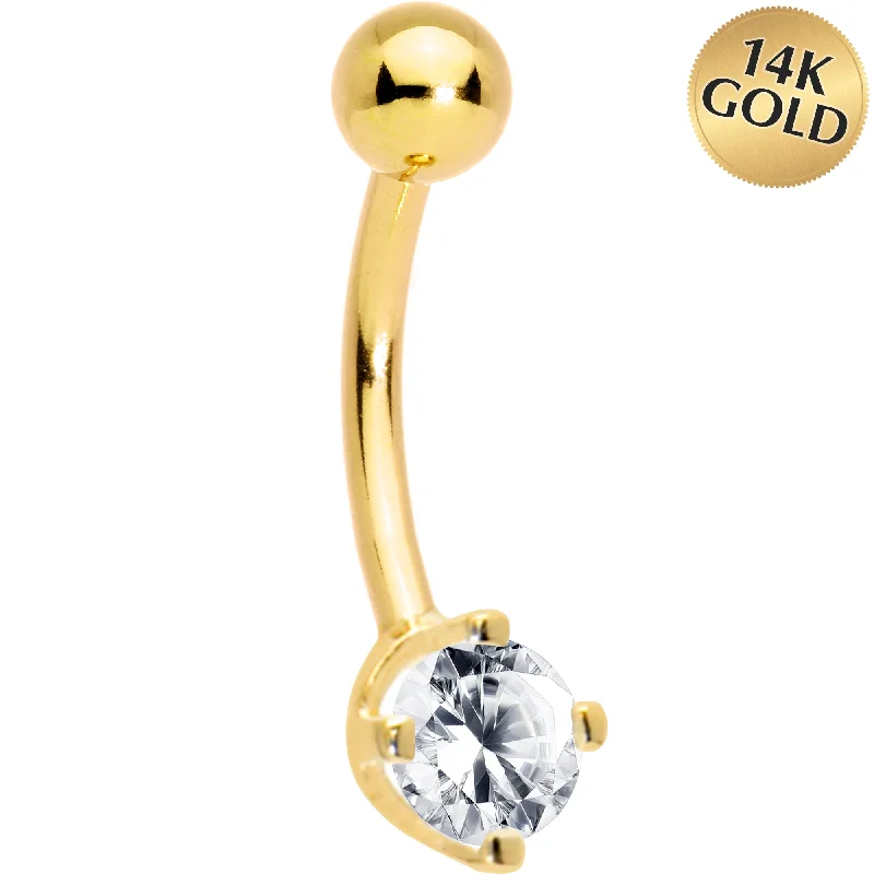 Beautiful Belly Rings for Special Occasions -16 Gauge Solid 14KT Yellow Gold Cubic Zirconia PRIME SOLITAIRE Belly Ring Beautiful Belly Rings for Special Occasions -16 Gauge Solid 14KT Yellow Gold Cubic Zirconia PRIME SOLITAIRE Belly Ring
