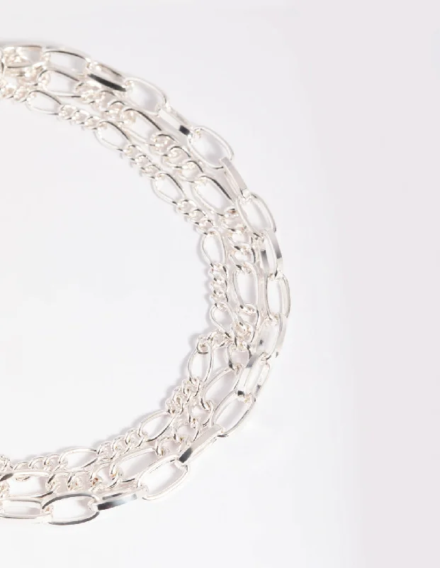 Vibrant Women's Anklets for Bold Looks-Silver Triple Chain Anklet