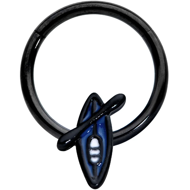 Simple and Comfortable Nose Rings -16 Gauge 3/8 Black Blue Summer Kayak Boat Hinged Segment Ring Simple and Comfortable Nose Rings -16 Gauge 3/8 Black Blue Summer Kayak Boat Hinged Segment Ring