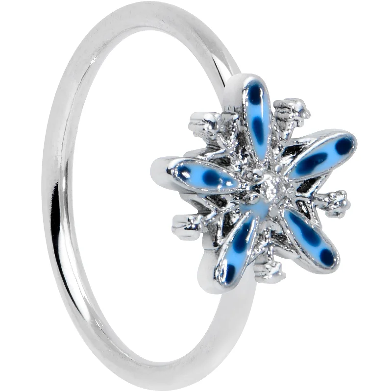 Nose Rings with Filigree Designs -20 Gauge 5/16 Snowflake Blues Christmas Nose Hoop