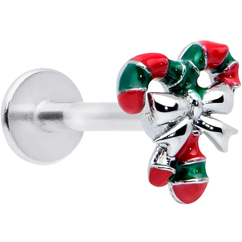 Lip Rings with Unique Accents16 Gauge 5/16 Pair of Candy Canes Christmas Labret Monroe Tragus