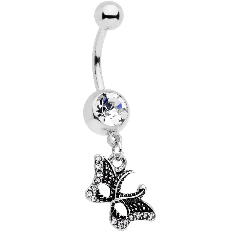 Belly Rings with Unique Charms for Personalized Touch -Clear Gem Catch That Butterfly Dangle Belly Ring Belly Rings with Unique Charms for Personalized Touch -Clear Gem Catch That Butterfly Dangle Belly Ring