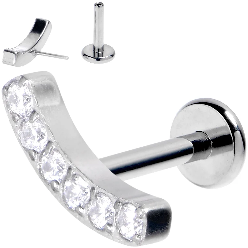 Gold Lip Rings for Chic Style16 Gauge 1/4 Clear Gem Arc Grade 23 Titanium Threadless Push In Labret Tragus