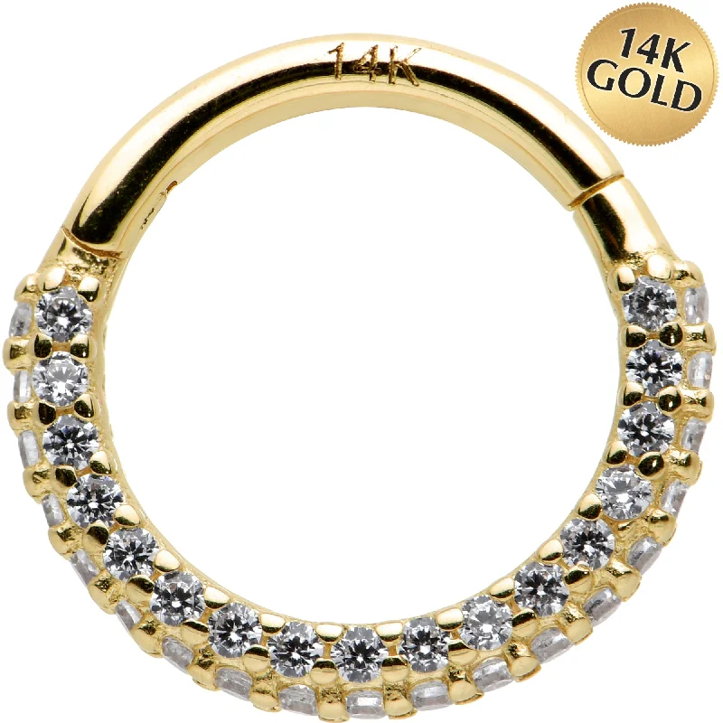 Nose Rings with Butterfly Charms -16 Gauge 5/16 14k Yellow Gold CZ Paved Ultra Luxe Hinged Circular Segment Ring Nose Rings with Butterfly Charms -16 Gauge 5/16 14k Yellow Gold CZ Paved Ultra Luxe Hinged Circular Segment Ring