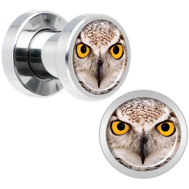 Women's Earrings – Elegant Designs for Every Personality--Full Color Owl Steel Screw Fit Plug Set 4 Gauge Women's Earrings – Elegant Designs for Every Personality--Full Color Owl Steel Screw Fit Plug Set 4 Gauge