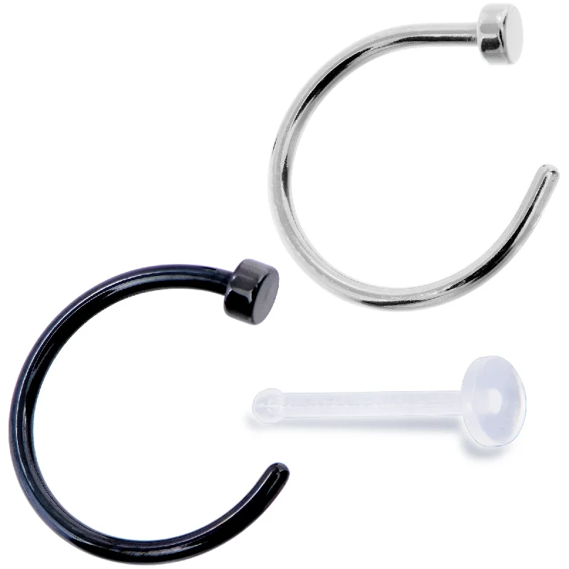Nose Rings for Bridal Look -20 Gauge 5/16 Pack Set of 3 Assorted Stainless Steel Nose Hoop Rings Nose Rings for Bridal Look -20 Gauge 5/16 Pack Set of 3 Assorted Stainless Steel Nose Hoop Rings