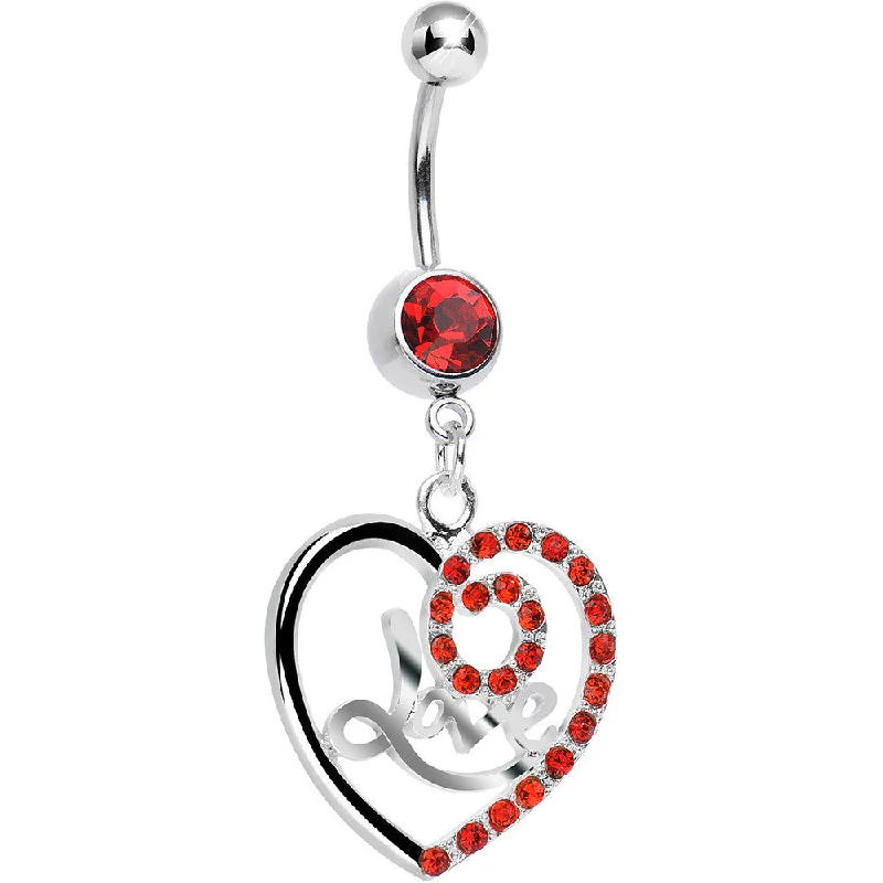 Unique Belly Rings with Beautiful Accents -Red Gem Gleaming Love Heart Dangle Belly Ring Unique Belly Rings with Beautiful Accents -Red Gem Gleaming Love Heart Dangle Belly Ring