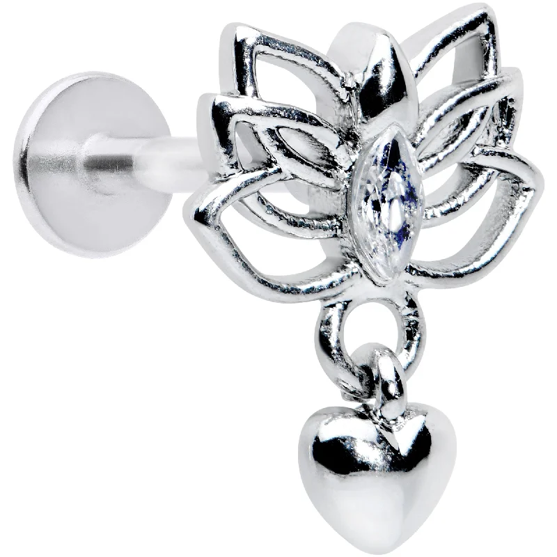 Lip Rings with Unique Stone Designs16 Gauge 5/16 Clear Gem Lotus Heart Dangle Labret Monroe Tragus Lip Rings with Unique Stone Designs16 Gauge 5/16 Clear Gem Lotus Heart Dangle Labret Monroe Tragus