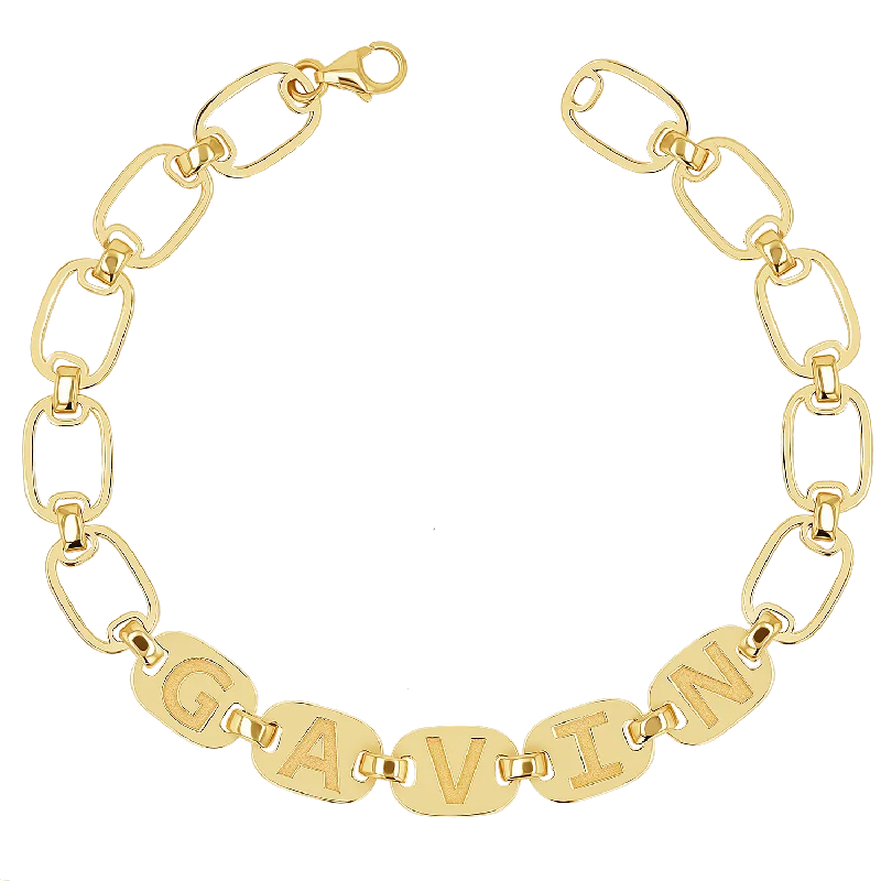 Elegant Bracelets for Men-Custom Chain Link Name Bracelet