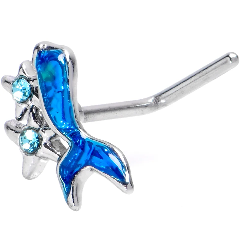Beautiful Nose Rings for Daily Glam -20 Gauge 7mm Blue Gem Dark Blue Mermaid Tail Stars L Shape Nose Ring Beautiful Nose Rings for Daily Glam -20 Gauge 7mm Blue Gem Dark Blue Mermaid Tail Stars L Shape Nose Ring