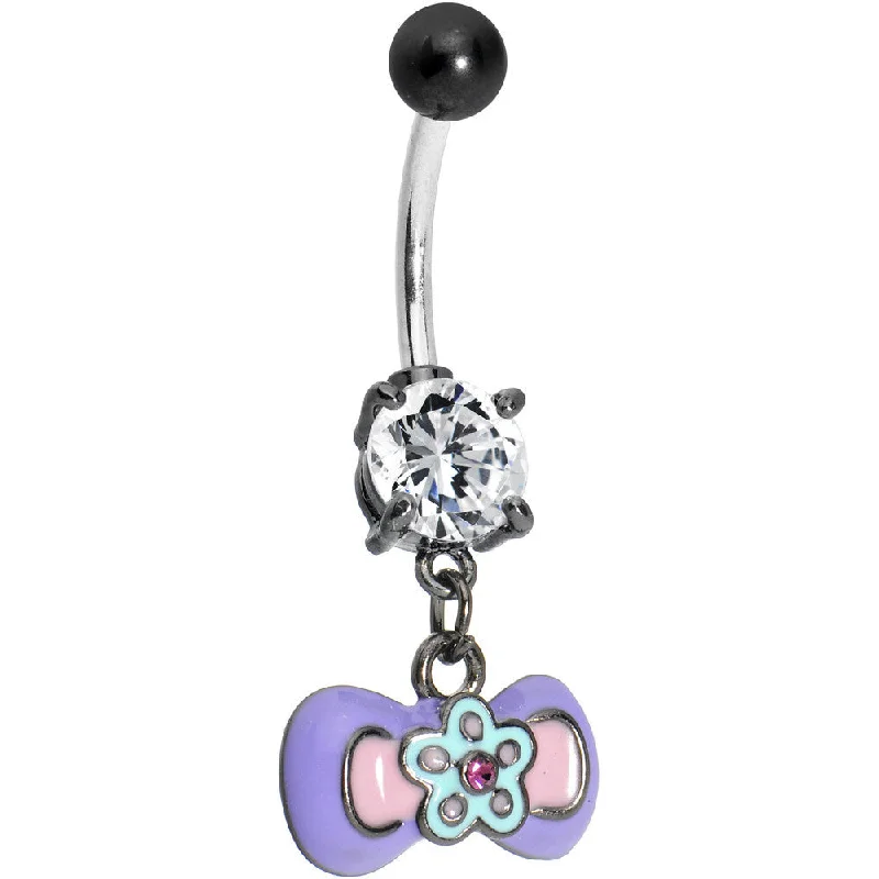 Custom Belly Rings for Unique Style -Pretty Pastel Bowtie Belly Ring