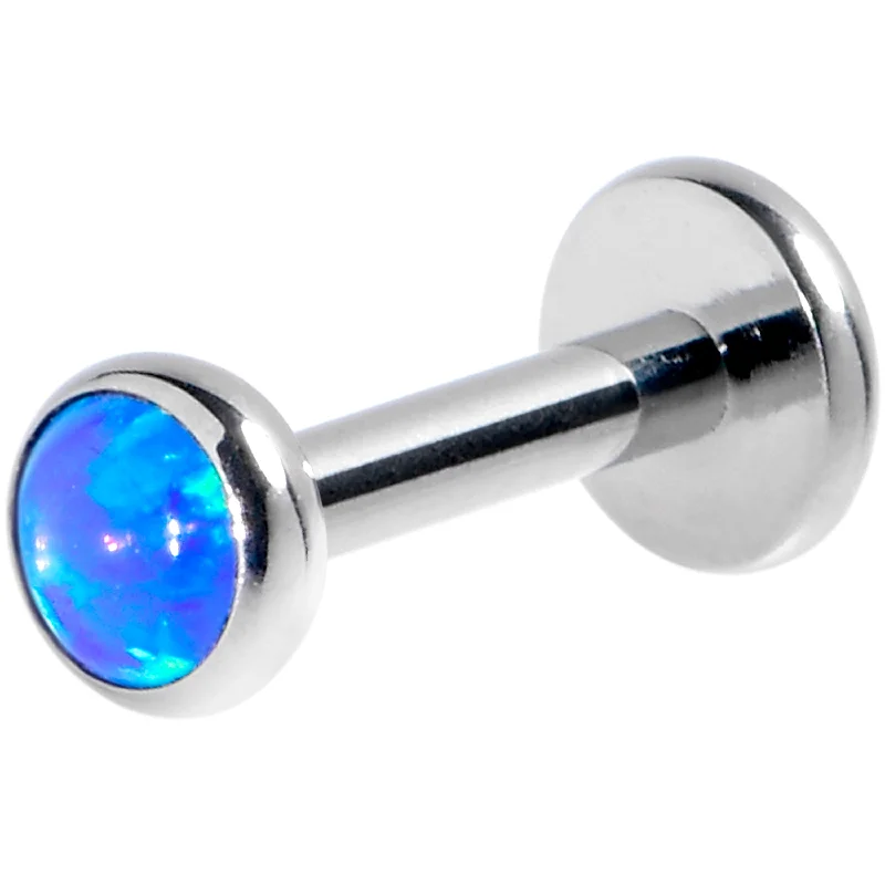 Classic Lip Rings for Everyday Fashion16 Gauge 1/4 Blue Synthetic Opal G23 Titanium Threadless Push In Labret Classic Lip Rings for Everyday Fashion16 Gauge 1/4 Blue Synthetic Opal G23 Titanium Threadless Push In Labret