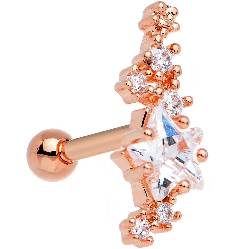 Women's Earrings – Elegant Designs for Every Personality--Clear CZ Rose Gold Tone Plated Shooting Star Cartilage Tragus Earring