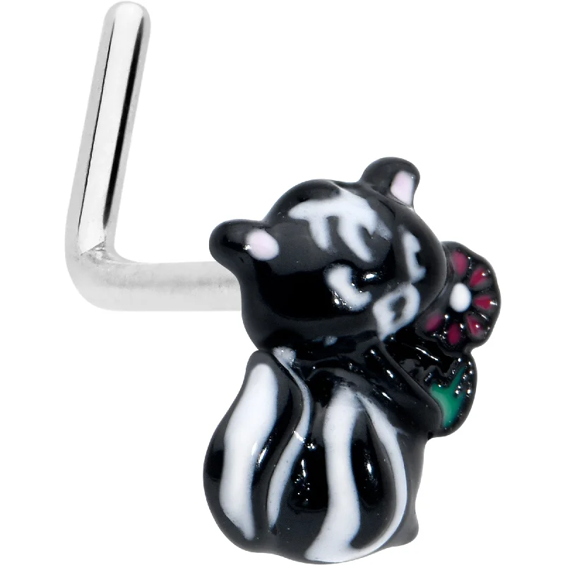 Unique Nose Rings with Creative Styles -20 Gauge 7mm Funky Skunk L Shape Nose Ring